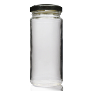 8oz Clear Glass Jar With Twist-Off Lid - Black