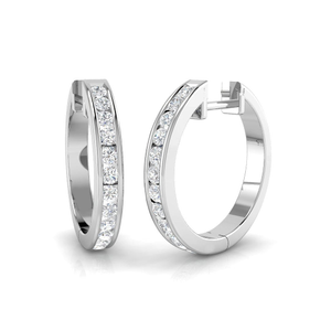 Lab Diamond Channel Set Hoop Earrings 0.50ct in 9k White Gold