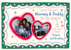 Adoring You're The Best Mummy And Daddy In The World Hand Painted Valentine's Day Card