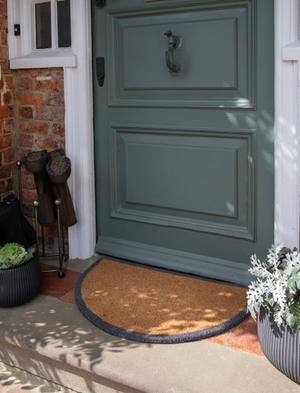 Doormat Border - Coir, Charcoal & Natural, Half Moon