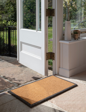 Doormat Border Charcoal - Coir, Natural, Large