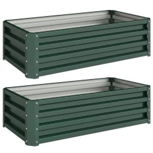Outsunny Set of Two 110 x 50 cm Steel Planter Boxes - Green