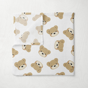 Bamboo Muslin Swaddle - Teddy Bear