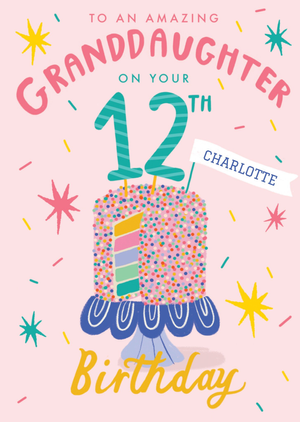 To An Amazing Granddaughter 12th Birthday Card
