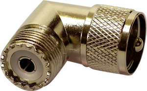 PL-259 plug to SO-239 socket 90-degree elbow connector is commonly used in radio frequency applications