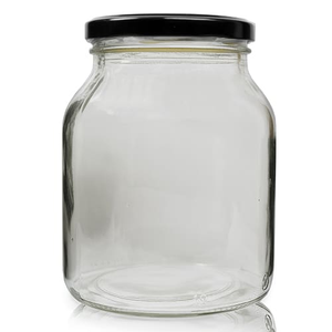 925ml Clear Glass Pickle Jar With Lid - Black