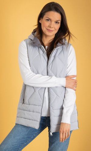 Hooded Gilet - Silver Grey