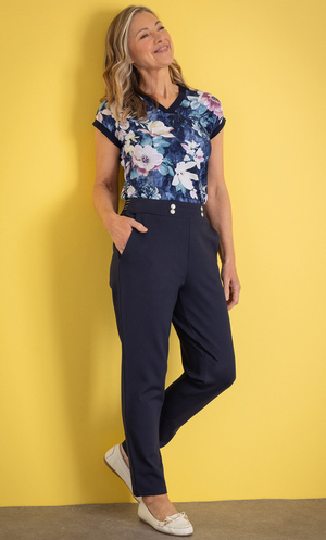 Anna Rose Ponte Slim Leg Trousers 27.5 inch Leg - Midnight