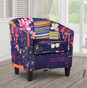 Fabric Purple Patchwork Tricia Tub Chair