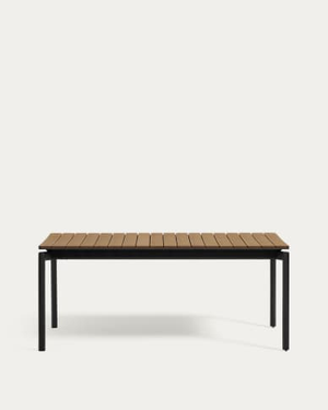 Canyelles extendable outdoor table, plastic lumber & matte black aluminium, 180(240) x 100 cm