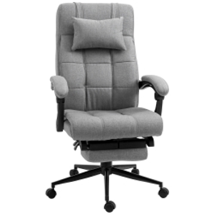 Vinsetto Silla de Escritorio Reclinable con Altura Ajustable Reposapiés Reposacabezas y Reposabrazos 66x76x112-120 cm Gris