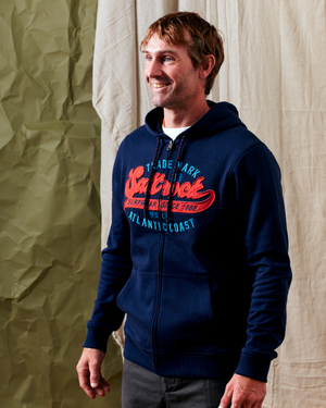 Home Run Mens Zip Hoodie in Dark Blue