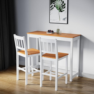 ELEGANT Solid Pine Wood 3 Pieces Dining Table Set Furniture Bar Table and 2 Stools Set Honey White
