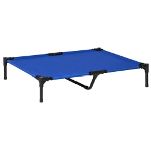 PawHut Raised Dog Bed Cat Elevated Lifted Portable Camping w/ Metal Frame Blue (Large)