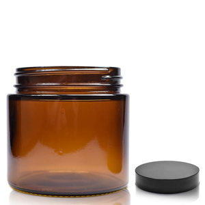 250ml Amber Glass Cosmetic Jar With Black Cap