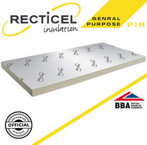 100mm Recticel Eurothane GP PIR Insulation Board - 2400mm x 1200mm x 100mm