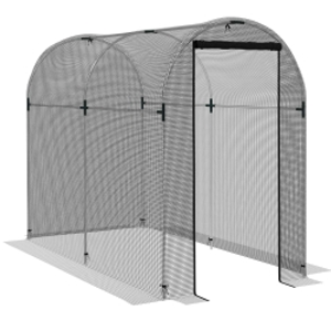 Outsunny Galvanised Steel Fruit Cage, Plant Protection Tent with Zipped Door, 1.2 x 2.4 x 1.9m, Black