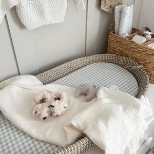 Mabel & Fox -  Basket Changing Mat - Sage Gingham