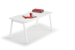 White Executive Bench Desks-Angled Legs