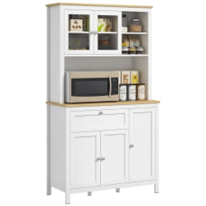 HOMCOM Alacena de Cocina Mueble Auxiliar de Cocina con 5 Puertas Estante Ajustable y Encimera de Microondas 100x40x180cm Blanco