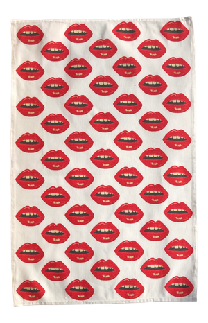 Original Embrasse Moi Lips Linen Cotton Tea Towel, Custom Made