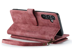 CaseMe Synthetic Leather Wallet Case with Zipper Pocket for Samsung Galaxy S24+ - Blush