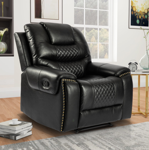 Faux Leather Black Ravenna Manual Recliner Chair