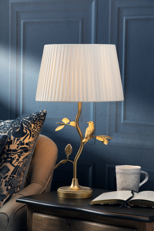 Laura Ashley Egelton Table Lamp Aged Brass and Taupe