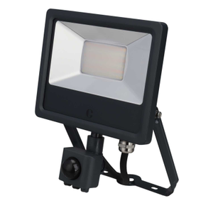 30W LED Tri-Colour Floodlight with PIR Anthracite