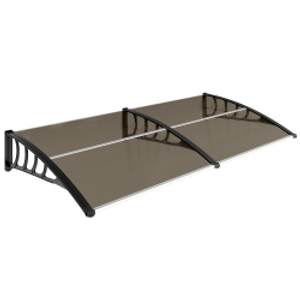 Outsunny Marquesinas Exterior para Puertas y Ventanas 200x96 cm con Regleta de Aleación de Aluminio PP Policarbonato Marrón