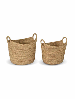 Bilberry Woven Boat Basket - Bulrush, Natural, Set of 2