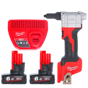 Milwaukee M12BPRT 12V M12 Cordless Pop Rivet Gun With 2 x 6.0Ah Batteries & Charger