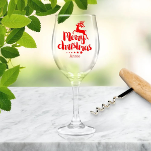 Reindeer Christmas Coloured Wine Glass