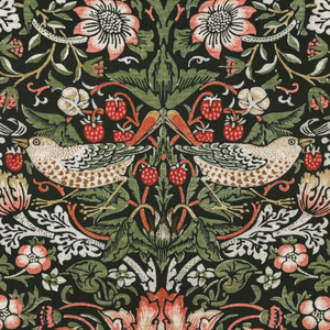 William Morris Strawberry Thief Printed Cotton Fabric Green