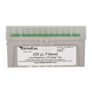 TeepaKal™ 200uL Low Retention Filter Pipette Tips for LTS® Compatible Pipettes, RNase and DNase Free, Sterile, Racked, 1 Pack of 960 Tips