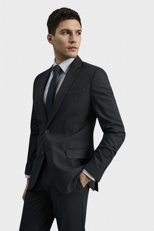 Qualitas Men's Suit Jacket Modern Fit, Tall Length, Charcoal