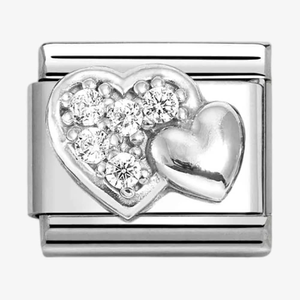 Nomination CLASSIC Double Silver Pave & Raised Heart Charm 330304/47