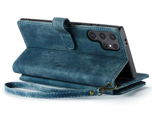 CaseMe Synthetic Leather Wallet Case with Zipper Pocket for Samsung Galaxy S24 Ultra - Teal