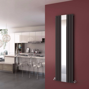 ELEGANT Anthracite 1800x500mm Vertical Oval Panel Mirror Radiator