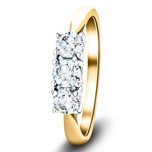 Molly Three Stone Lab Diamond Ring 0.60ct D/VVS in 9k Yellow Gold