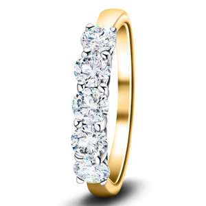 Five Stone Lab Diamond Ring 2.00ct D/VVS in 18k Yellow Gold