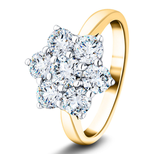 Lab Diamond 0.50ct Cluster Ring D/VVS Quality in 9k Yellow Gold