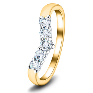 Lab Diamond 5 Stone Wishbone Ring 0.45ct D/VVS Quality in 9k Yellow Gold