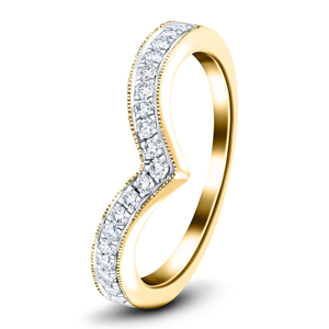 21 Stone Lab Diamond Wishbone Ring 0.10ct D/VVS Quality in 9k Yellow Gold