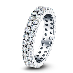 Two Row Lab Diamond Full Eternity Ring 2.00ct D/VVS in 9k White Gold