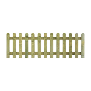 6FT x 2FT Round Top Picket Fence Panel - Pressure Treated Green/Natural