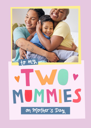 Love and Joy To My Two Mummies Paper Cutout Effect Photo Upload Mother's Day Card