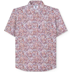 Lambretta Mens Paisley Mod Short Sleeve Button Down Shirt - Rust/White - 2XL / Rust/White