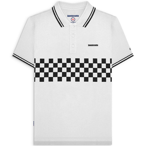 Lambretta Mens Two Toned Tipped Checked Polo Shirt - M / White/Black