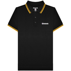 Lambretta Mens Twin Tipped Cotton Polo Shirt - 2XL / True Black/Gold